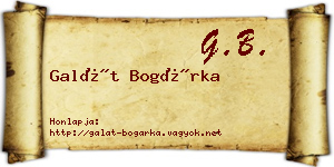 Galát Bogárka névjegykártya